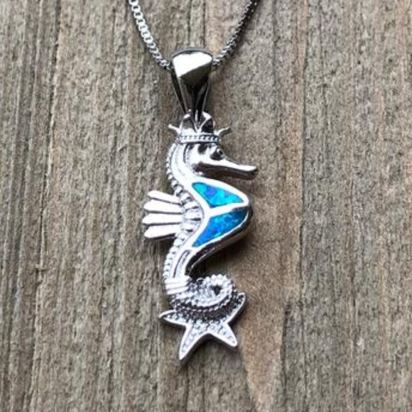 Australian Opal Seahorse Necklace - Picture 1 of 3
